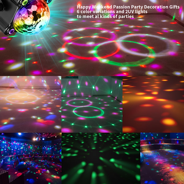 Festlys Discokule Lys DJ Disco Lys Lydaktivert LED Lys 6 Farger For Rom Dansfester Karaoke Show Klubbdekorasjoner (FMY) Black