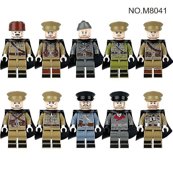 10 st Multinationala Officerare och Soldater Forma Byggklossar Minifigurer Leksaker (FMY)