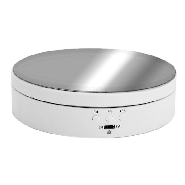 Elektriskt roterande displayställ med spegel, smyckeshållare, batteridriven USB-ström (FMY) White