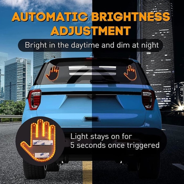 Funny Car Finger Light With Remote, Road Rage Signs Middle Finger Gesture Light  (FMY)