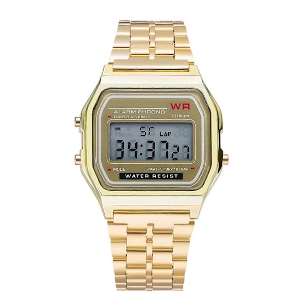 Nyt LED Digitalt Vandtæt Quartz Armbåndsur (FMY) Gold