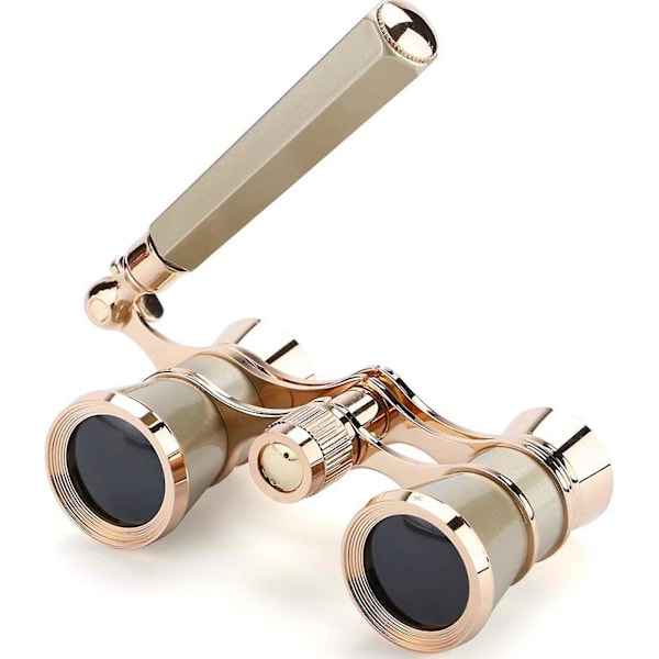 3x 25 Operakikare med Utdragbart Handtag Teaterkikare Unisex Present (FMY) golden