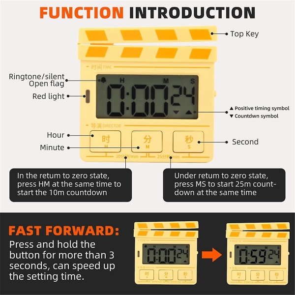 Klassrumstimer för barn, kökstimer för matlagning, äggtimer, magnetisk digital timer för studier/träning/matlagning - 2-pack (FMY)