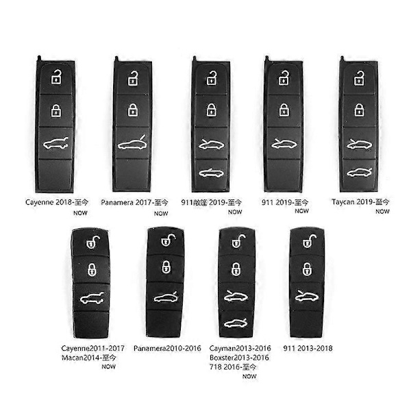 Gummi-deksel for bilnøkkel til Porsche Panamera Cayenne Macan Taycan Boxster 718 911 fjernkontroll nøkkelbrikke silikon nøkkelknapp erstatning (FMY) 18-23 Cayenne Pad