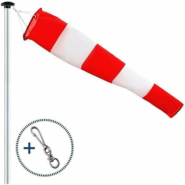 Vindsocka för utomhusbruk, vindriktningsindikator i rött och vitt 150x30x15cm. Upphängning & vridbar, väderbeständig, vindriktningsindikator  (FMY)
