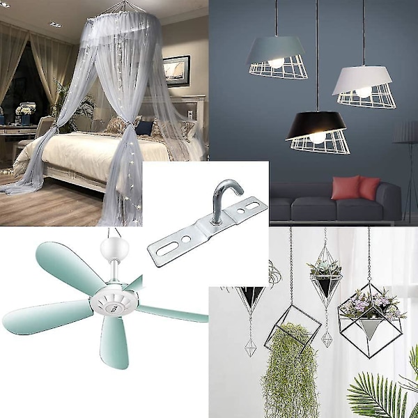 6 stk. Loftkroge 95mm Loftlampe Baseplade Loftlysestage Krog Skrue Montering Høj Belastning Galvaniseret Jern Til Europæisk Lampe Loft (FMY)