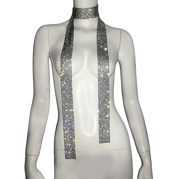 Strandbadkläder Fest Paljetter Halsband Sjal Handväska Choker Enfärgad  (FMY) Black