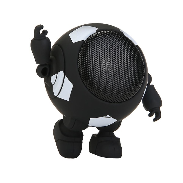 Bluetooth robothögtalare Söt bärbar liten stål Bluetooth ljud trådlös (fotbollsvart) (FMY)