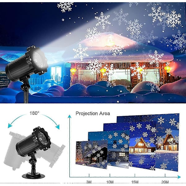 LED-projektor Julelys Snøfall Lys Med Fjernkontroll IP65 Vanntett Utendørs og Innendørs Juledekorasjon Snøfnugg LED Christ  (FMY)