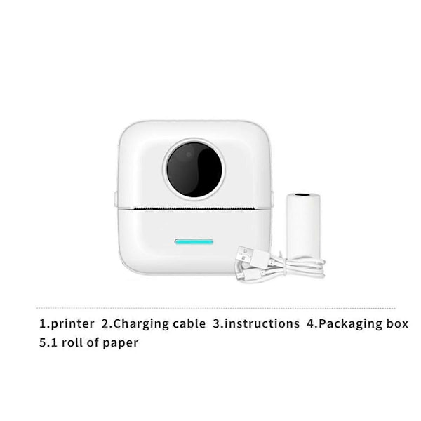 Mini Sticker Printer Maker Termisk Printer, Bluetooth Trådløs Bærbar Telefonprinter, Lille Instant (FMY) White