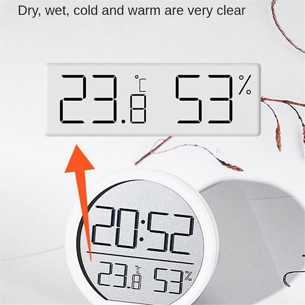 LED Digital Vægur Temperatur Luftfugtighed Dato Display Elektronisk Bordvækkeur til Køkken Studie Køleskab B  (FMY) White