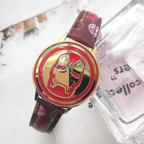 Marvel Avengers Superhjälte Iron Man Captain America Kvartsur Kids Flip Case Klocka Present (FMY) Iron Man