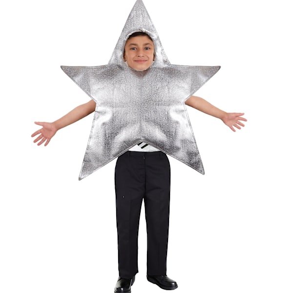 Julekrybbe-stjerne-kostyme for barn, skoleforestilling, finklær, 3-8 år (FMY) Silver One Size