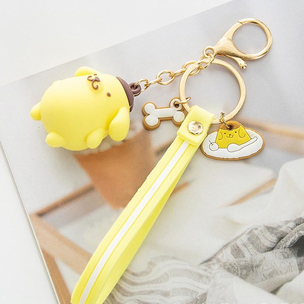 Kawaii Sanrio Nyckelring Kuromi My Melody Lanyard Nyckelring Cartoon Mini Dockhängande Dekorationer Present (FMY) Pompompurin