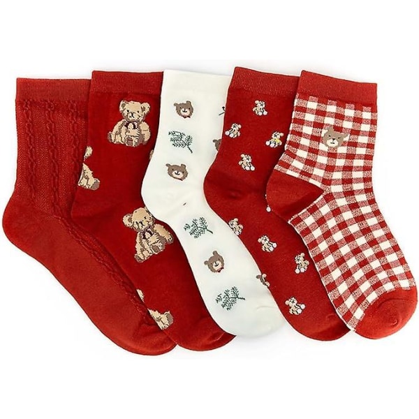 Festlige sokker til damer | Søte mannskapssokker | Morsomt og koselig design (FMY)