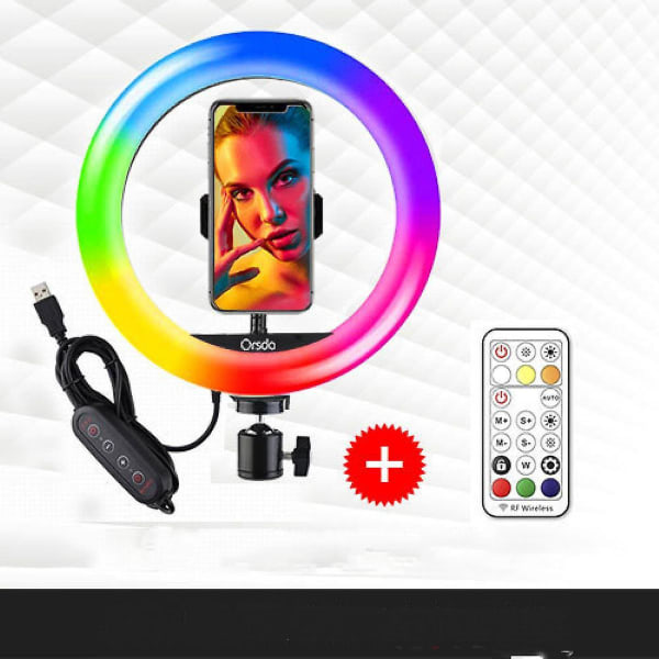10 tommers Fill Light Rgb Lights Desktop Selfie Ring Light Led Seven Color Beauty Fill Light (FMY)