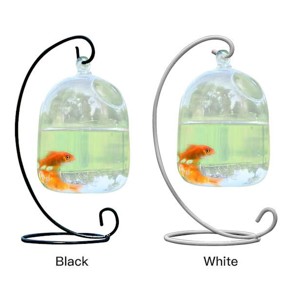 Håndlavet Glas Akvarium Med Stativ - Krystalklar Mini Akvarium Til Hjemmedekor Eller Blomsterbutikker (FMY) Black