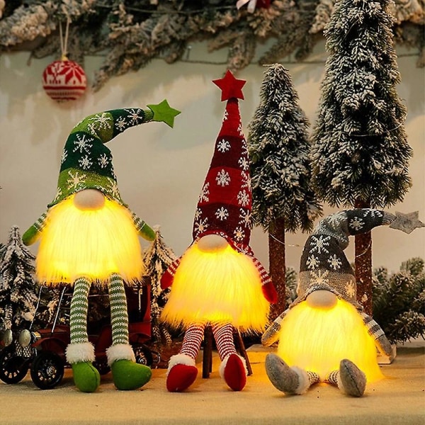 2024 Glowing Gnome Christmas kasvoton nukke Hyvää joulua kodin koristelu Navidad Natal -lahja uudenvuoden joululahjoihin (FMY) 2M Ribbon LED