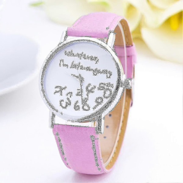 Kvinnors "Whatever Im Late Anyway" Brev Rund Urtavla Konstläder Rem Kvartsur (FMY) White
