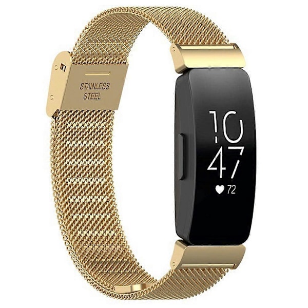 For Fitbit Inspire 3 Rustfritt Stål Finmasket Rem Erstatning Smart Klokkereim med Spenne (FMY) Multicolor Gold