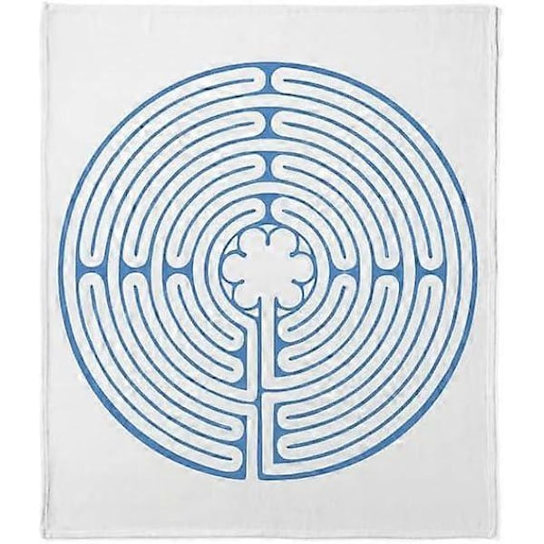 Blå Chartres Labyrint Pläd Supermjuk Fleece Plysch Filt-ORFM411 (FMY) 50x40in 125x100cm