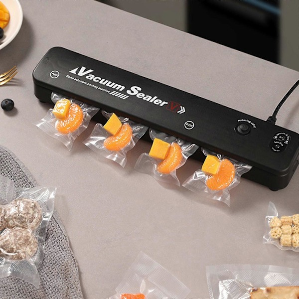Vakuumforsegler, Fødevare Vakuumforsegler Maskine, Automatisk Fødevare Vakuumforsegler til Madkonservering Forseglingspakkesystem Udsalg -Yx (FMY) Black Free Size