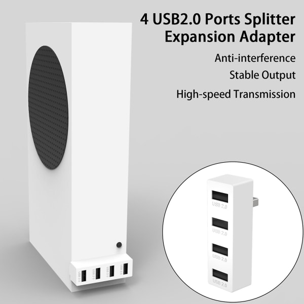 Sinknap Expansion Dock 4-in-1 Ei latenssia häiriönesto 4 Usb2.0 Pelikonsolit USB keskitin Xbox Series S (FMY) White