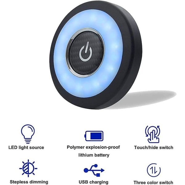 Viesyled USB Genopladelig LED Bil Indvendig Loftlys 12V Lysstærk Multifunktionel Bagagerumslys Bil Loftlys 3 Farver (FMY)