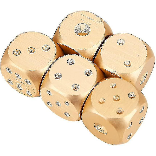 5 stk Terninger i Aluminium Legering Bordspill Terningsett Med Oppbevaringsboks (Sølv Rektangulær Boks) T-x Raoliang  (FMY) gold