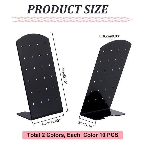 10 pakker 24 huller øreringeholder akryl ørestik øreringe display rack arrangør stativ L-form øreringe (FMY)