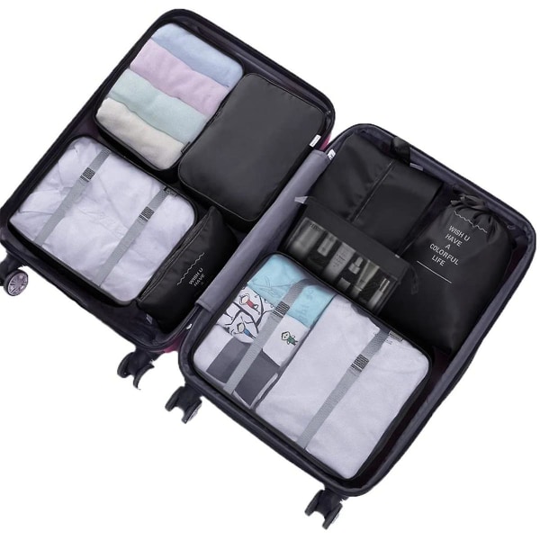 Pakkeposer til kuffert, 9 stk letvægts rejsebagage-arrangørsæt, vandtæt (FMY)