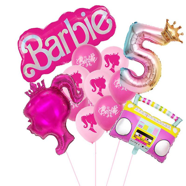 Ny DIY Kawaii Barbie Ballon Børn Piger Drenge 0-9 års fødselsdagsfest Tema Dekoration Børn Baby Aluminium Film Balloner Legetøj (FMY) yin-5