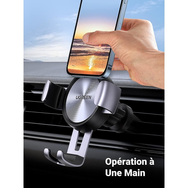 Biltelefonholder Gravity Air Vent 360 graders rotation Bærbar bilholder kompatibel med Iphone 13 Pro Max 12 11 Galaxy S22 S21 Ultra A12 A52 Redmi N