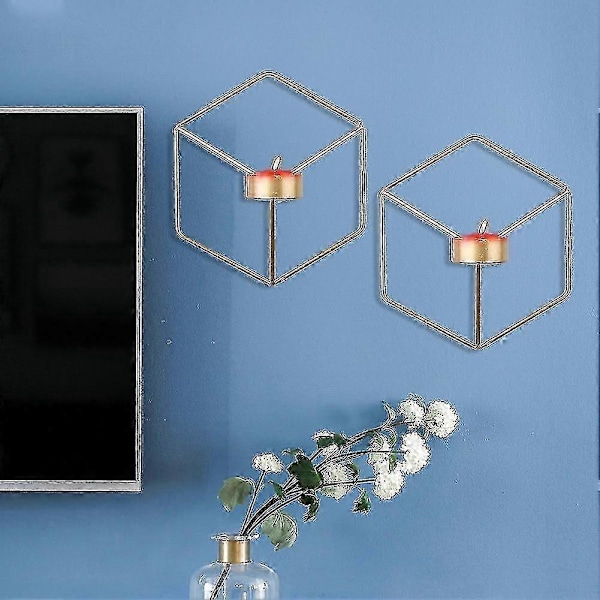 Nordisk stil 3D geometrisk ljusstake i metall, väggljusstake, heminredning, prydnad (FMY) gold