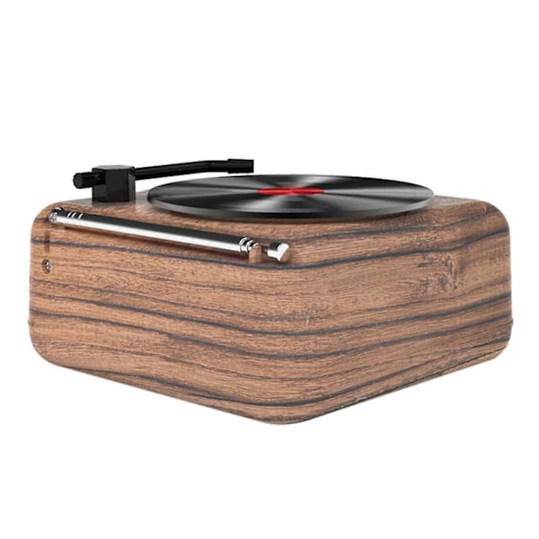 Bærbar platespiller med innebygde høyttalere - Klassisk vinylspiller (FMY) Wood Color