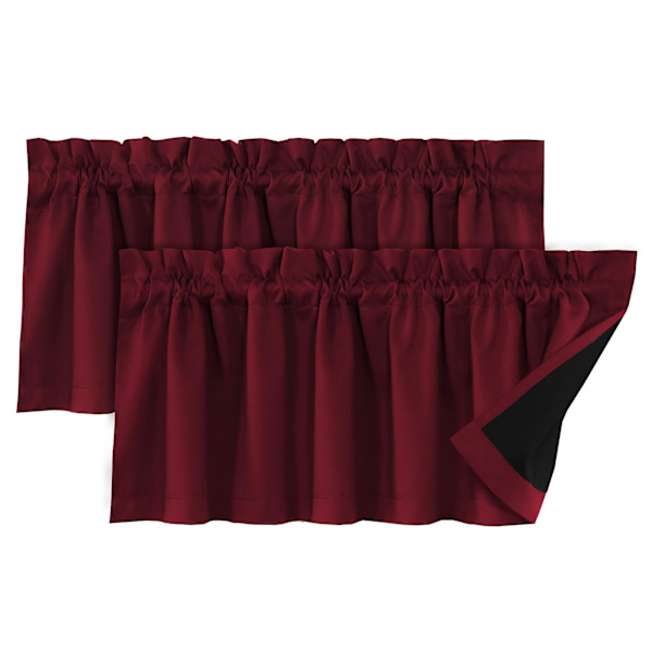2 stk Gardin Topp Dekor Lysblokkerende Moderne Elegant Ensfarget Svart Belegg Stue Soverom Vindu Topp Deksel Hjemmetilbehør Kaesi (FMY) Wine Red