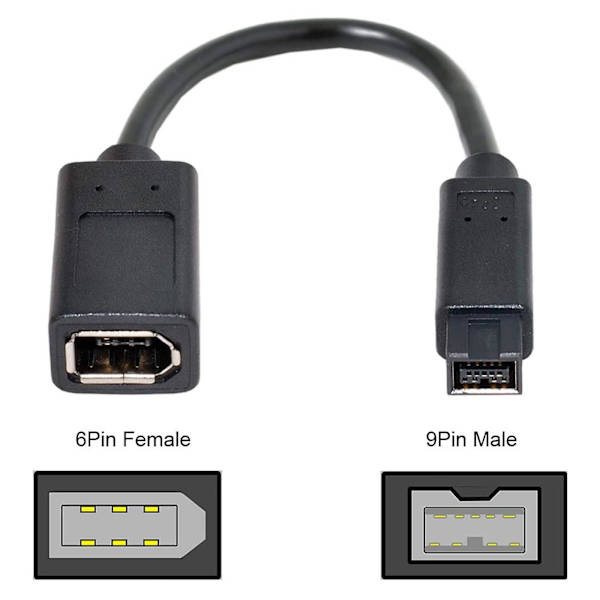 IEEE 1394 6-polet til 1394b 9-polet Firewire Adapter Slidstærk Kameraforbindelseskabel (FMY)