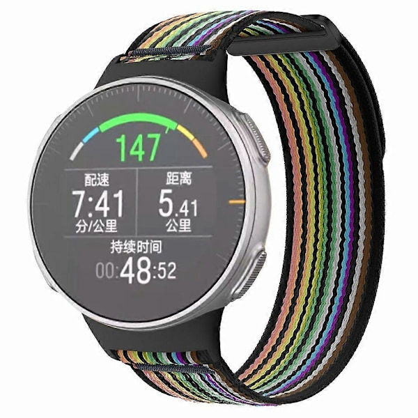 Til Polar Vantage Urrem Nylon Loop Justerbar Armbånd (FMY) Black Rainbow