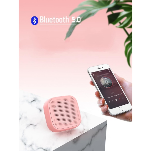 Bluetooth-høyttalere med stereolyd, Punchy Bass Mini-høyttaler med, håndfri samtale, liten høyttaler med kort design (rosa)  (FMY)