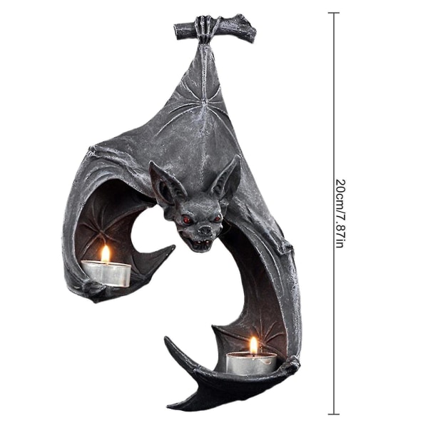 Kynttilänjalka Bat Tealight kynttilänjalka veistos, keskiaikainen goottilainen riippuva sisustusseinävalaisin juhliin (FMY)