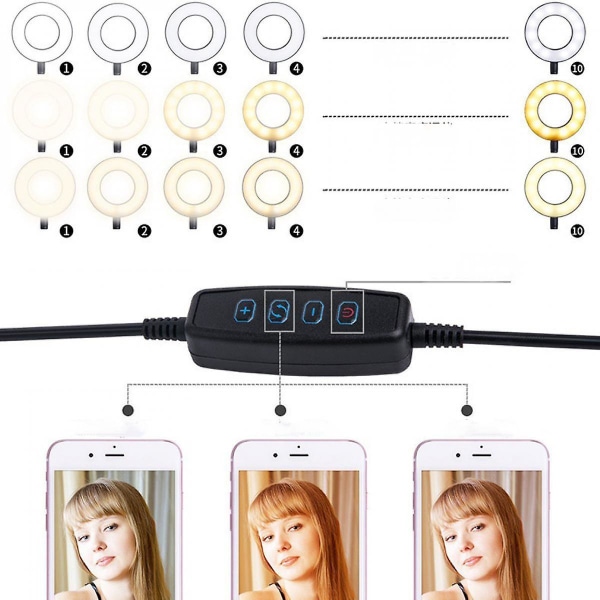 Led Ringlys USB Opladning Dæmpbar Fotografi Ringlys (FMY)