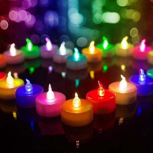Färgväxlande LED-telampor i bulk, 6 st flamlösa te-ljus med färgglada lampor, batteridrivna färgade falska ljus, utan flimmer (FMY) 18PCS