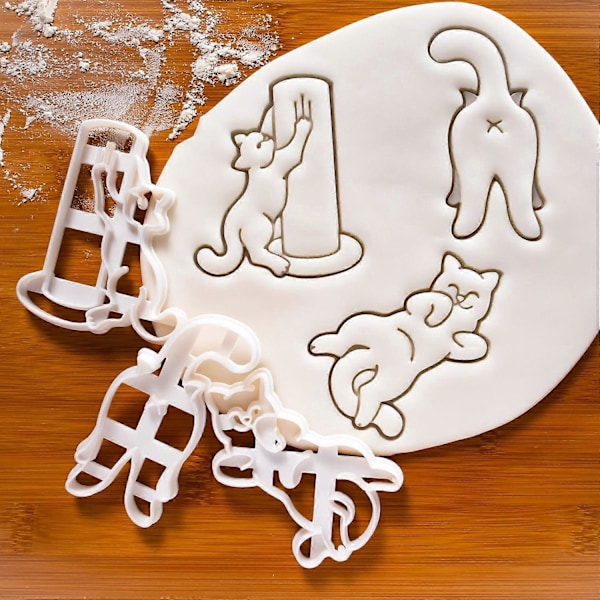Kattkakformar 3-pack, Söta Keksformar, DIY Bakning Hantverk Keksformar Kattform för Kakdekoration (FMY) 3pcs