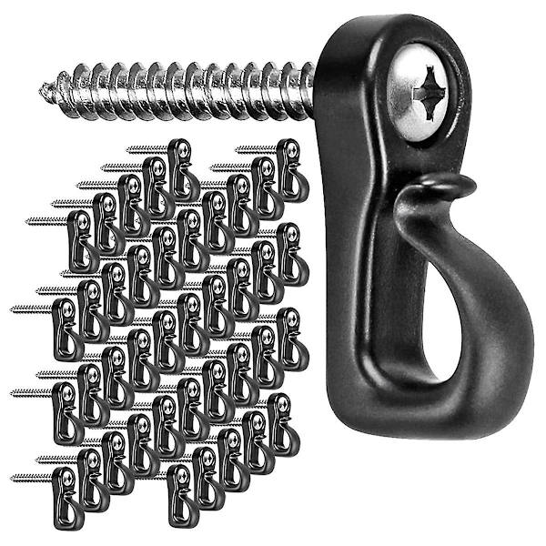40-pack Q-hängare krokar, julgransljus hängare krokar med skruv för garage utomhus släpp tråd Fai  (FMY) Black
