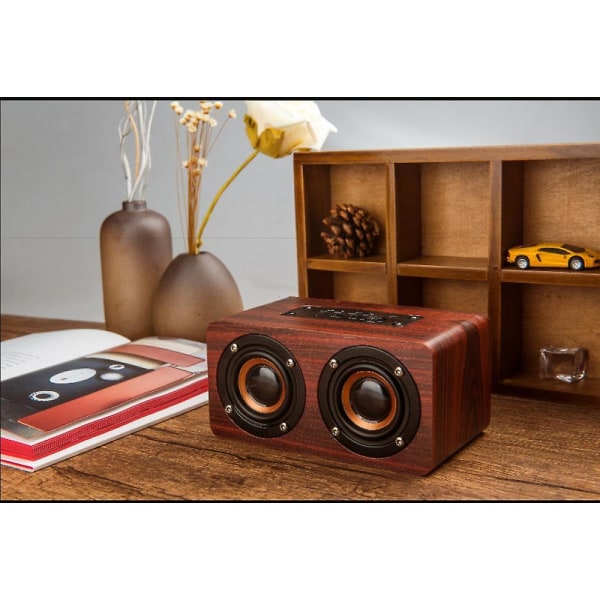 10w Bluetooth Speaker With Super Bass, Loud Wood Home Audio Wireless Speakers With Subwoofer(red)  (FMY)