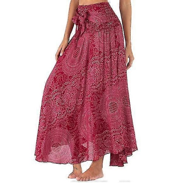 Lång Bohemisk Gypsy Boho Hippie-kjol för kvinnor (FMY) red