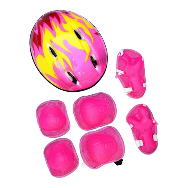 7-delars Set Barn Hjälm Knä Armbågsskydd Cykling Skate Bike Skydd (FMY) Pink