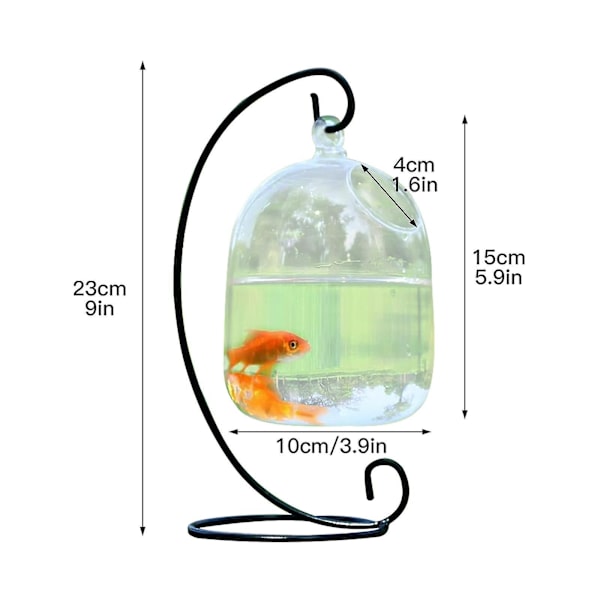 Håndlavet Glas Akvarium Med Stativ - Krystalklar Mini Akvarium Til Hjemmedekor Eller Blomsterbutikker (FMY) Black