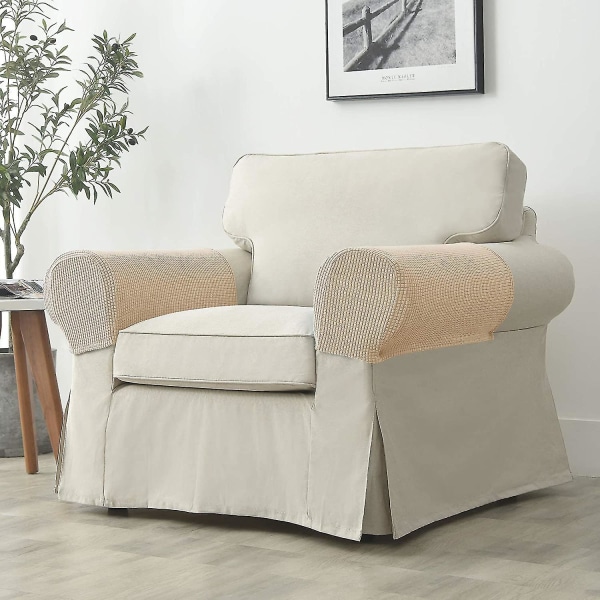 Fåtölj armstödsskydd stretch soffa armstödsskydd armstödsöverdrag för stolar (FMY) Beige