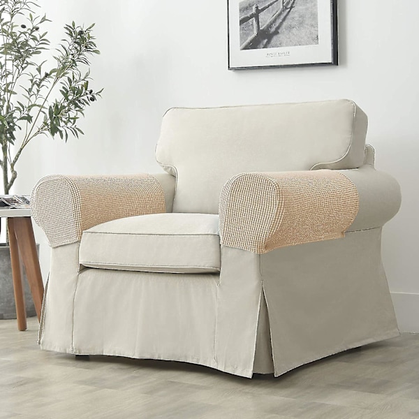 Fåtölj armstödsskydd stretch soffa armstödsskydd armstödsöverdrag för stolar (FMY) Beige